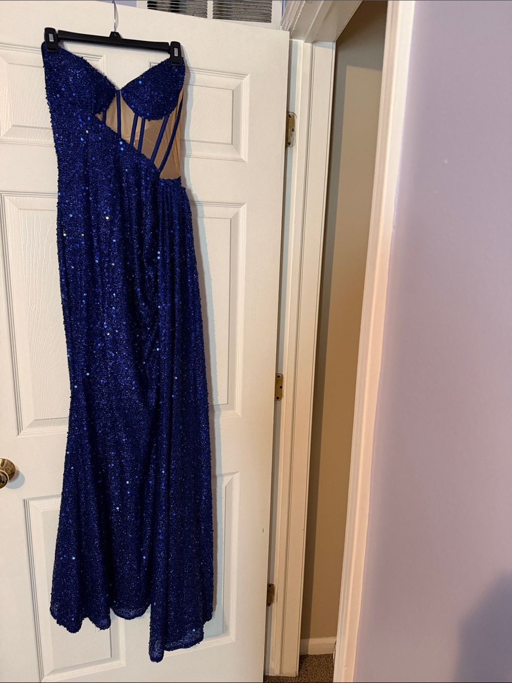 Royal Blue Sequin Strappy Prom Dress